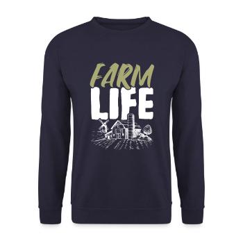 farm life motto - Unisex Sweatshirt - navy - Front - Alina (178cm) & Michal (187cm)