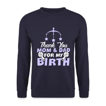 danke mama papa baby - Unisex Pullover - Navy - Vorne - Alina (178cm) & Michal (187cm)