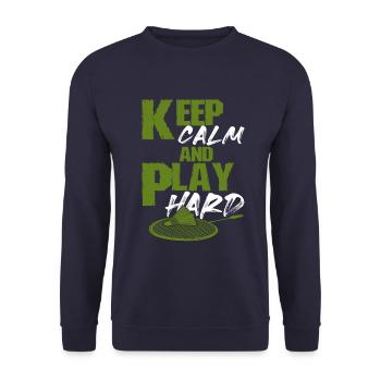 keep calm spiel badminton - Unisex Pullover - Navy - Vorne - Alina (178cm) & Michal (187cm)