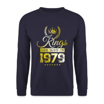 kings are born 1979 - Unisex Sweatshirt - navy - Front - Alina (178cm) & Michal (187cm)