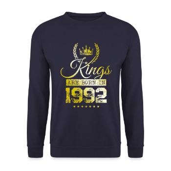 kings are born 1992 - Unisex Sweatshirt - navy - Front - Alina (178cm) & Michal (187cm)