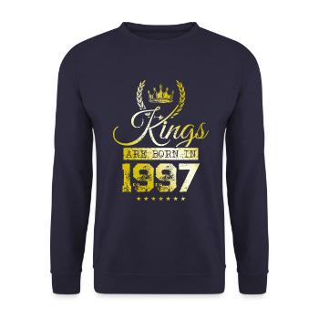 kings are born 1997 - Unisex Pullover - Navy - Vorne - Alina (178cm) & Michal (187cm)