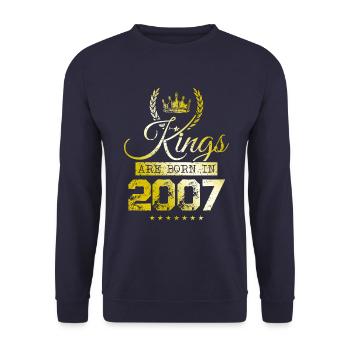 kings are born 2007 - Unisex Sweatshirt - navy - Front - Alina (178cm) & Michal (187cm)