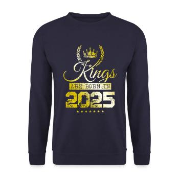 kings are born 2025 - Unisex Sweatshirt - navy - Front - Alina (178cm) & Michal (187cm)