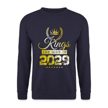 kings are born 2029 - Unisex Sweatshirt - navy - Front - Alina (178cm) & Michal (187cm)