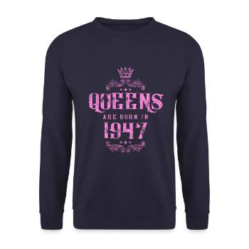 born in 1947 - Unisex Pullover - Navy - Vorne - Alina (178cm) & Michal (187cm)