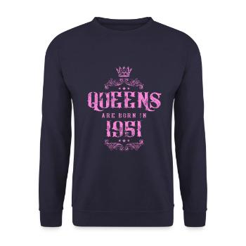 born in 1951 - Unisex Pullover - Navy - Vorne - Alina (178cm) & Michal (187cm)