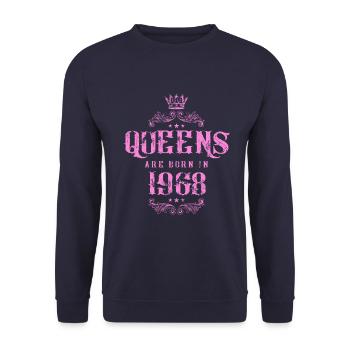 born in 1968 - Unisex Pullover - Navy - Vorne - Alina (178cm) & Michal (187cm)