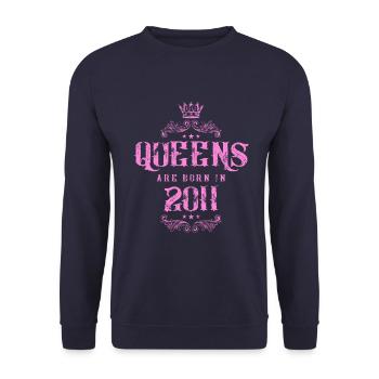 born in 2011 - Unisex Pullover - Navy - Vorne - Alina (178cm) & Michal (187cm)