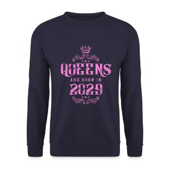 born in 2029 - Unisex Sweatshirt - navy - Front - Alina (178cm) & Michal (187cm)