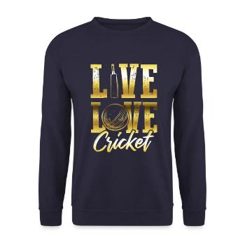 leben liebe cricket - Unisex Pullover - Navy - Vorne - Alina (178cm) & Michal (187cm)