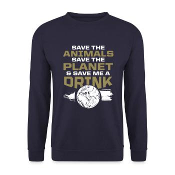 animal welfare environmental protection - Unisex Sweatshirt - navy - Front - Alina (178cm) & Michal (187cm)