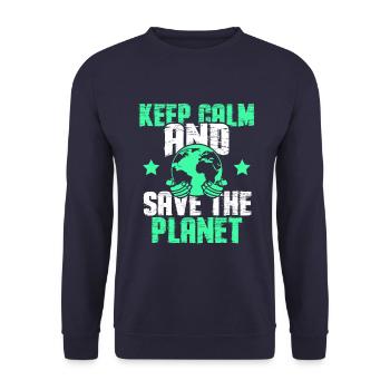 garder son calme sauver la planète - Sweat-shirt Unisexe - marine - Devant - Alina (178cm) & Michal (187cm)