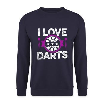 i love darts - Unisex Sweatshirt - navy - Front - Alina (178cm) & Michal (187cm)