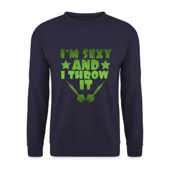 sexy dart player - Unisex Sweatshirt - navy - Front - Alina (178cm) & Michal (187cm)