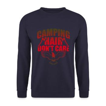camping hair don't care - Unisex Sweatshirt - navy - Front - Alina (178cm) & Michal (187cm)