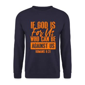 God no one against us - Unisex Sweatshirt - navy - Front - Alina (178cm) & Michal (187cm)