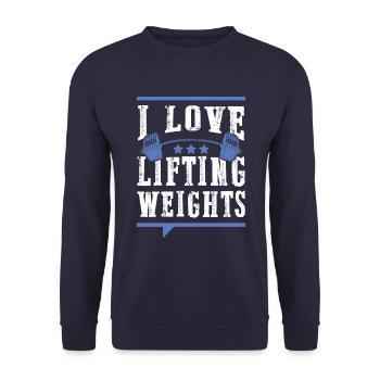 i love fitness weights - Unisex Sweatshirt - navy - Front - Alina (178cm) & Michal (187cm)