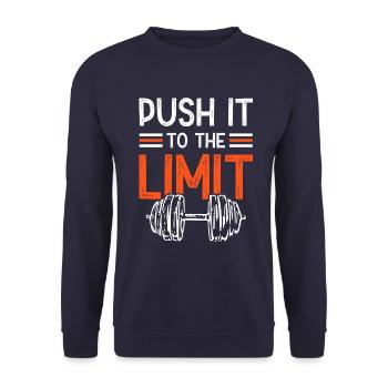 push it limit fitness - Unisex Pullover - Navy - Vorne - Alina (178cm) & Michal (187cm)