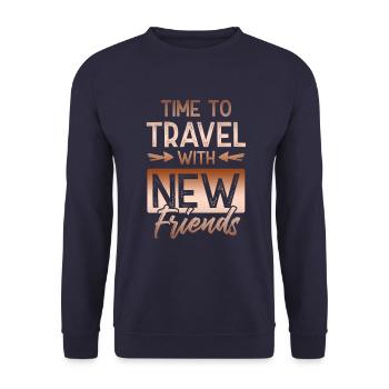 time to travel - Unisex Sweatshirt - navy - Front - Alina (178cm) & Michal (187cm)