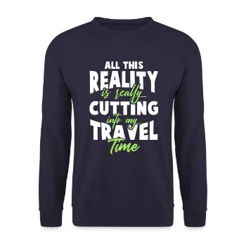 travel reise spruch - Unisex Pullover - Navy - Vorne - Alina (178cm) & Michal (187cm)