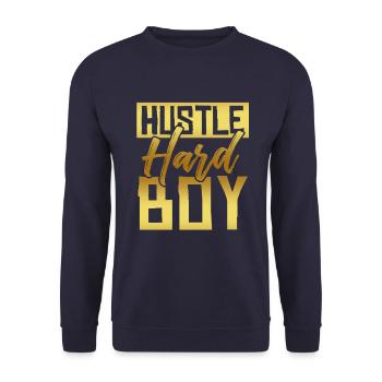 boy young hustle hard - Unisex Sweatshirt - navy - Front - Alina (178cm) & Michal (187cm)