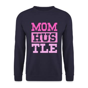 mama hustle mother - Unisex Pullover - Navy - Vorne - Alina (178cm) & Michal (187cm)