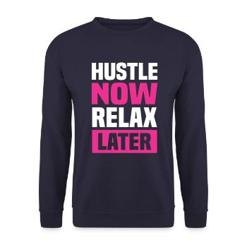 hustle se détendre plus tard - Sweat-shirt Unisexe - marine - Devant - Alina (178cm) & Michal (187cm)