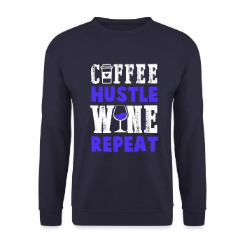 kaffee wein repeat - Unisex Pullover - Navy - Vorne - Alina (178cm) & Michal (187cm)