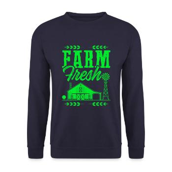 farm fresh spruch - Unisex Sweatshirt - navy - Front - Alina (178cm) & Michal (187cm)