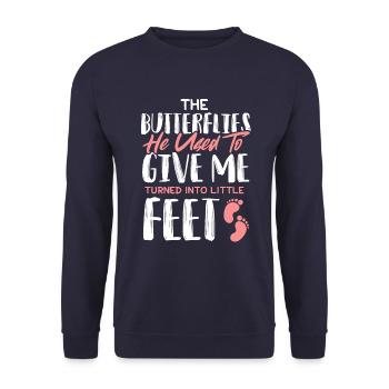 baby footprints - Unisex Sweatshirt - navy - Front - Alina (178cm) & Michal (187cm)