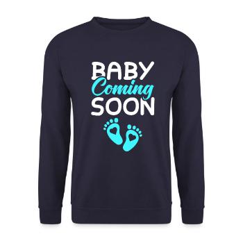 baby coming soon - Unisex Pullover - Navy - Vorne - Alina (178cm) & Michal (187cm)