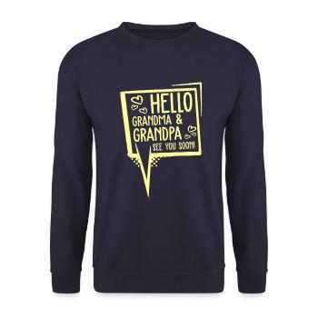 opa grand-mère bébé - Sweat-shirt Unisexe - marine - Devant - Alina (178cm) & Michal (187cm)