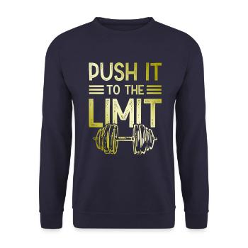 push it limit fitness - Unisex Pullover - Navy - Vorne - Alina (178cm) & Michal (187cm)