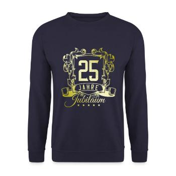 25 Zahl wappen - Unisex Pullover - Navy - Vorne - Alina (178cm) & Michal (187cm)