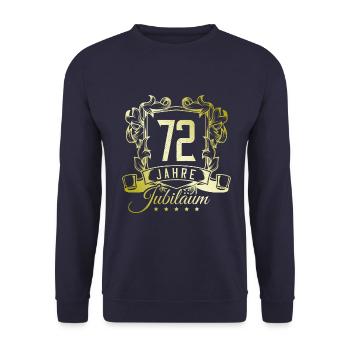 72 Zahl Wappen - Unisex Pullover - Navy - Vorne - Alina (178cm) & Michal (187cm)