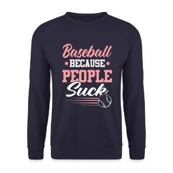 baseball spruch - Unisex Pullover - Navy - Vorne - Alina (178cm) & Michal (187cm)