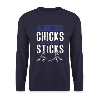 Feldhockey chicks - Unisex Pullover - Navy - Vorne - Alina (178cm) & Michal (187cm)