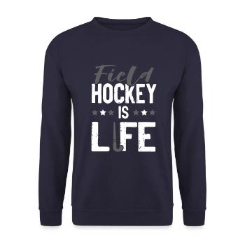 feldhockey leben - Unisex Pullover - Navy - Vorne - Alina (178cm) & Michal (187cm)