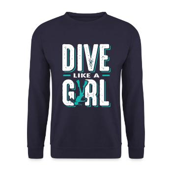 taucher girl - Unisex Pullover - Navy - Vorne - Alina (178cm) & Michal (187cm)