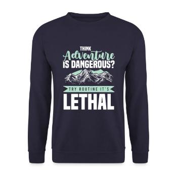 abenteuer klettern - Unisex Pullover - Navy - Vorne - Alina (178cm) & Michal (187cm)