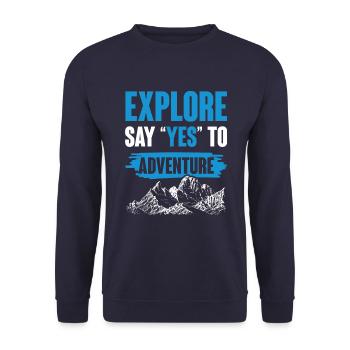 abenteuer klettern - Unisex Pullover - Navy - Vorne - Alina (178cm) & Michal (187cm)