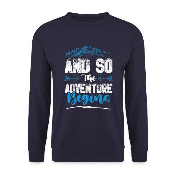 abenteuer beginnt klettern - Unisex Pullover - Navy - Vorne - Alina (178cm) & Michal (187cm)