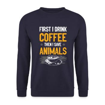 Café militant des droits des animaux - Sweat-shirt Unisexe - marine - Devant - Alina (178cm) & Michal (187cm)