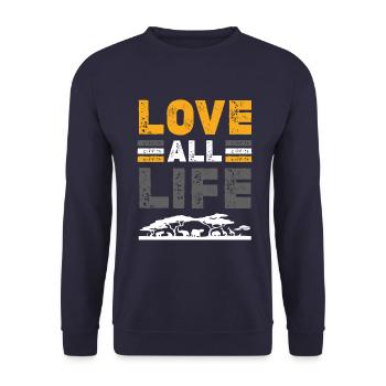 tierschutz liebe leben - Unisex Pullover - Navy - Vorne - Alina (178cm) & Michal (187cm)
