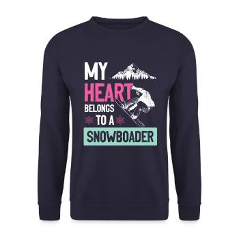 mein herz gehört ein snowboarder - Unisex Pullover - Navy - Vorne - Alina (178cm) & Michal (187cm)