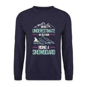snowboarder alter mann - Unisex Pullover - Navy - Vorne - Alina (178cm) & Michal (187cm)