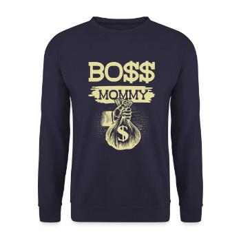 Boss Mommy - Unisex Pullover - Navy - Vorne - Alina (178cm) & Michal (187cm)