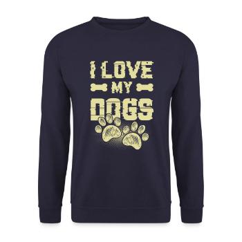 J’aime mes chiens - Sweat-shirt Unisexe - marine - Devant - Alina (178cm) & Michal (187cm)