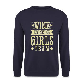wine drinking girls - Unisex Pullover - Navy - Vorne - Alina (178cm) & Michal (187cm)
